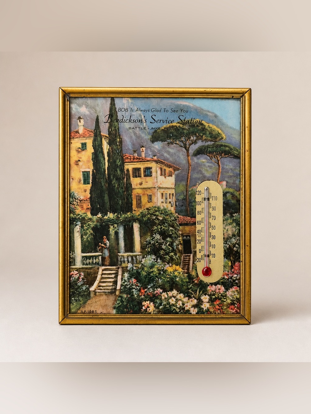 Bendickson's Service Station Advertising Thermometer Framed Art